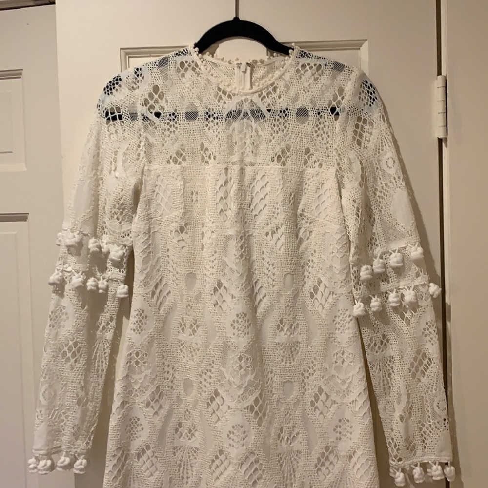 NWT Alexis White Pom Pom Dress
